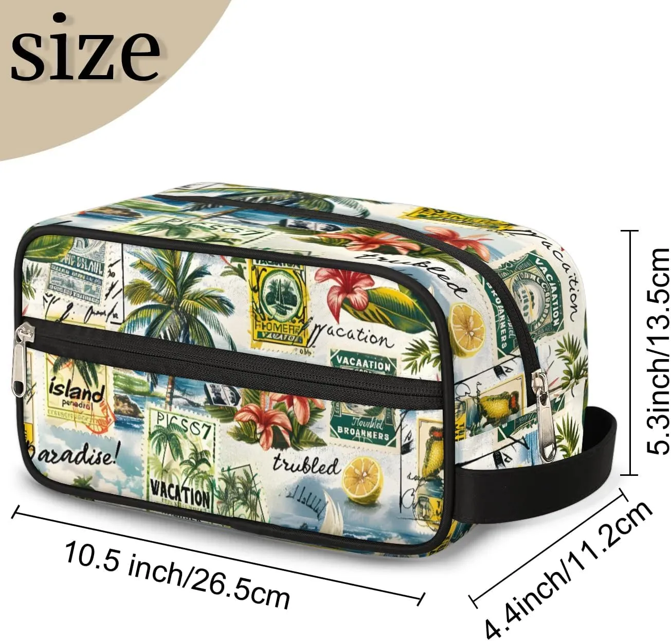 Travel Toiletry Bag for Women Men Palm Trees Lemon Flower Hanging Cosmetic Bag Waterproof Makeup Bag for Shaving Makeup Toothbrush & Travel Essentials