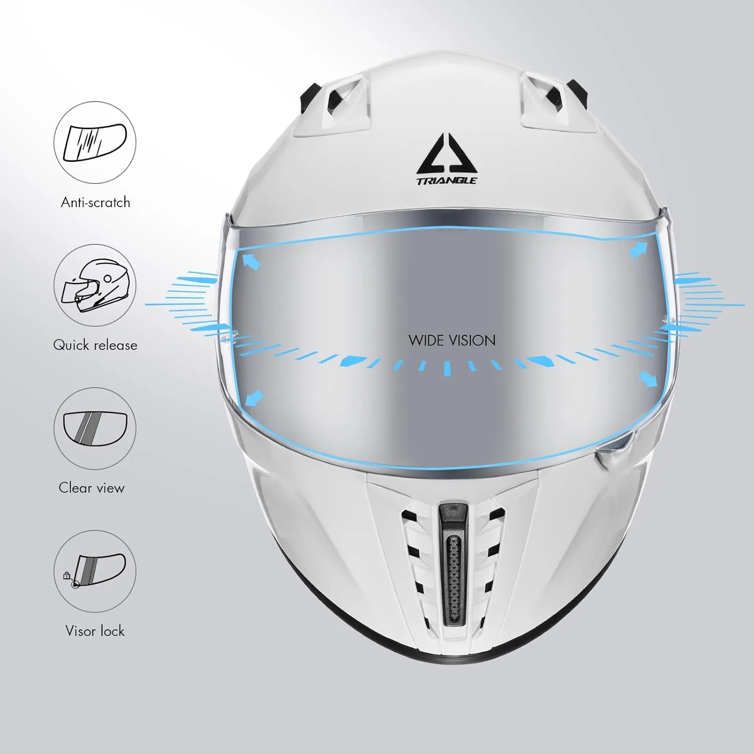 TRIANGLE Motorcycle Helmets Full Face Helmet for Adult Men with Sliver and Clear Visor DOT Approved