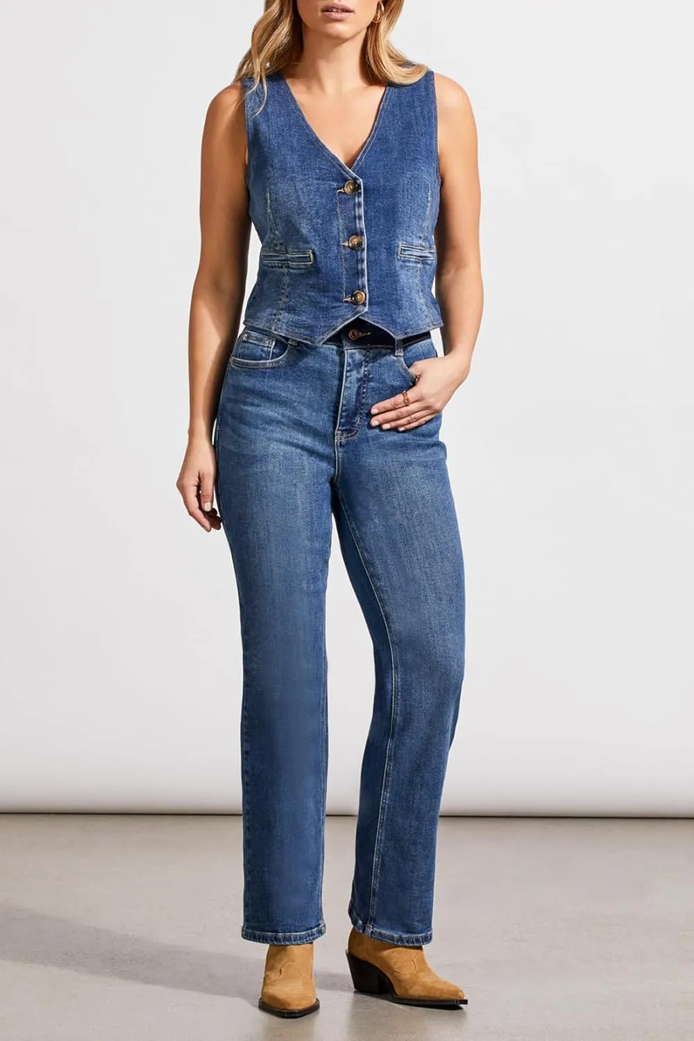Tribal womens Women's Brooke High-rise Microflare Jeans With Contrast Waistband
