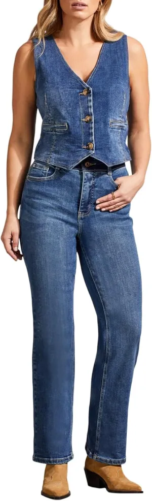 Tribal womens Women's Brooke High-rise Microflare Jeans With Contrast Waistband
