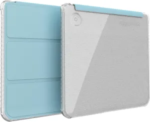 TUDIA SKN FLIP Designed for Kobo Libra Colour Case (2024) - [Auto Wake/Sleep Technology] Shockproof Slim Transparent TPU Back with Trifold Leather eReader Cover - Glitter Sky Blue