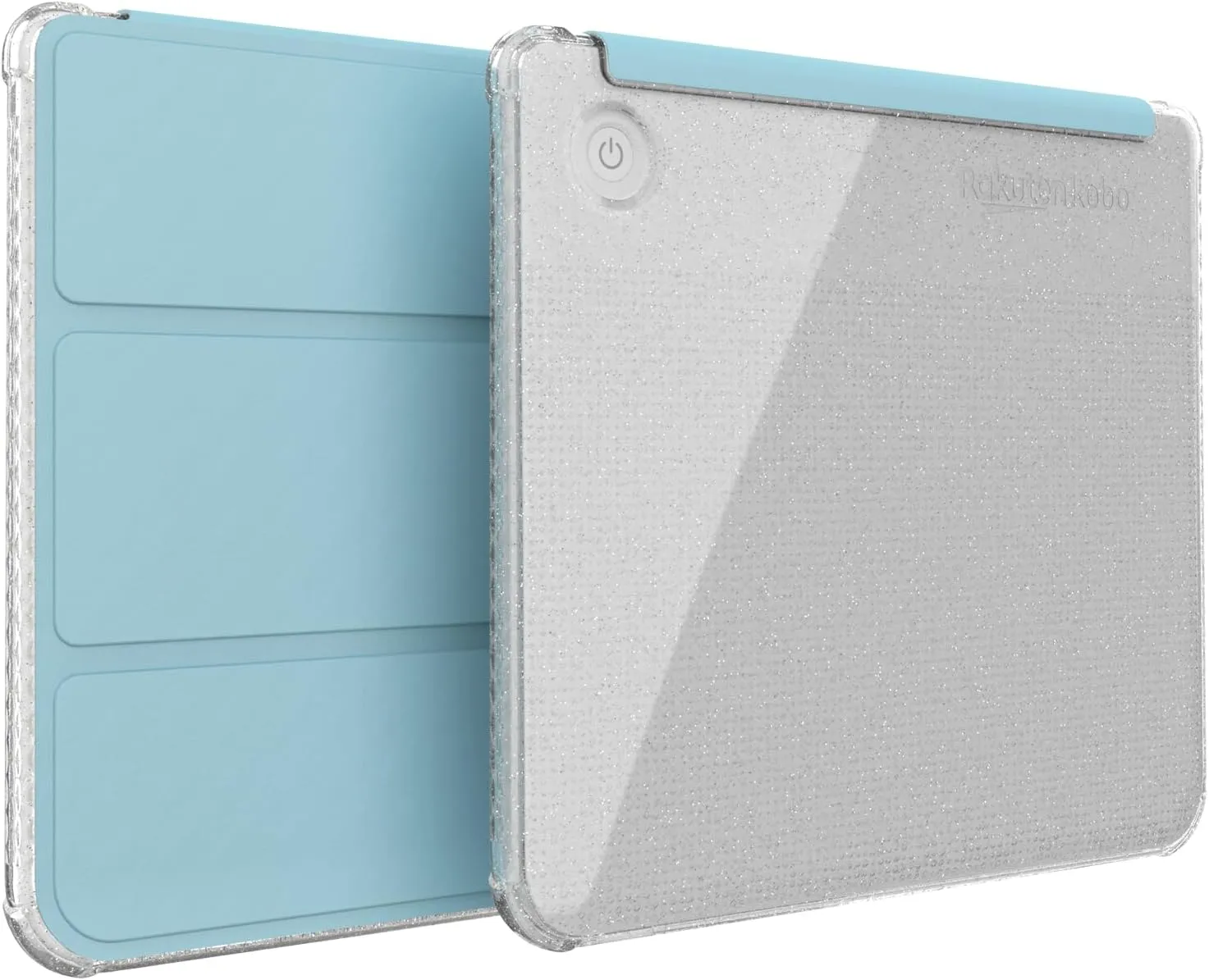 TUDIA SKN FLIP Designed for Kobo Libra Colour Case (2024) - [Auto Wake/Sleep Technology] Shockproof Slim Transparent TPU Back with Trifold Leather eReader Cover - Glitter Sky Blue