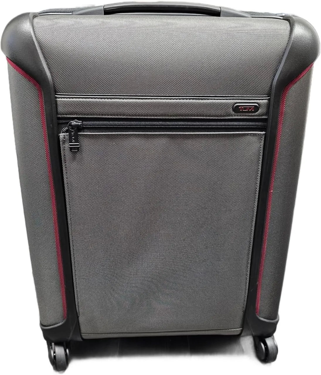 TUMI 126146 Continental Grey With Red Accent With Black Hardware Carry-On Rolling Suitcase