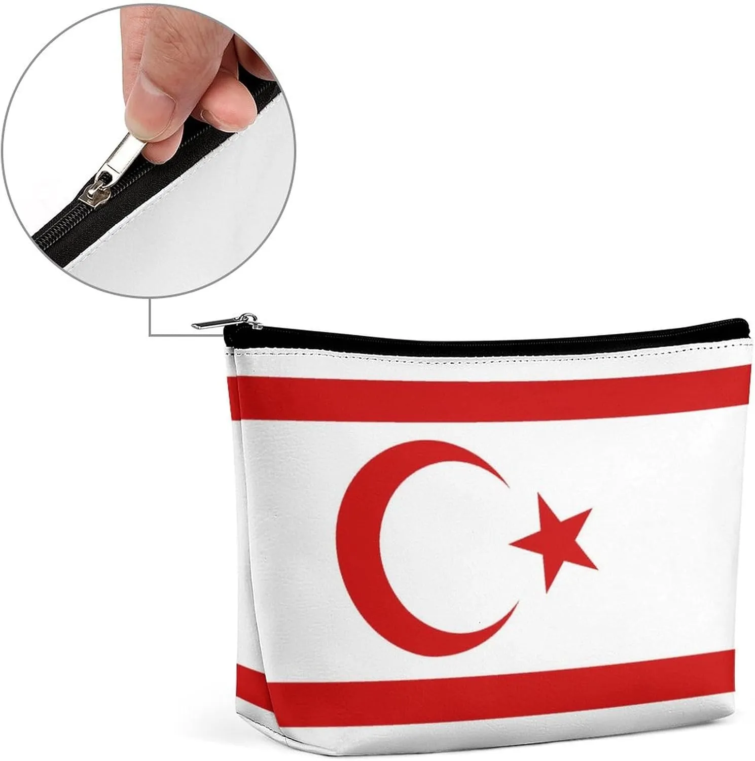 Turkish Republic Northern Cyprus Flag Travel-Friendly Cosmetic Bag Makeup Organizer Pouch for Women and Girls
