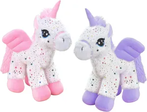 Unicorn Stuffed Animal Plush Toy, Cute Purple Soft Plush Unicorn, Gift for Kids Boys Girls 2-Pack Pink & Purple (9.5 inches)