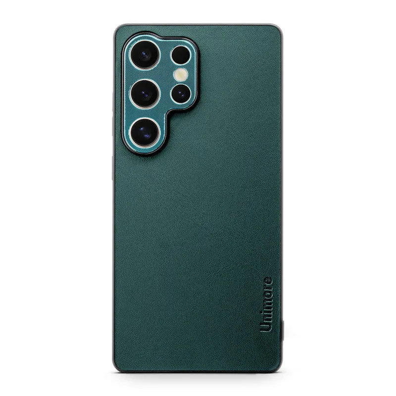 Unimore Leather Hard Case with Shiny Camera Protection For Samsung S25 Ultra 5G