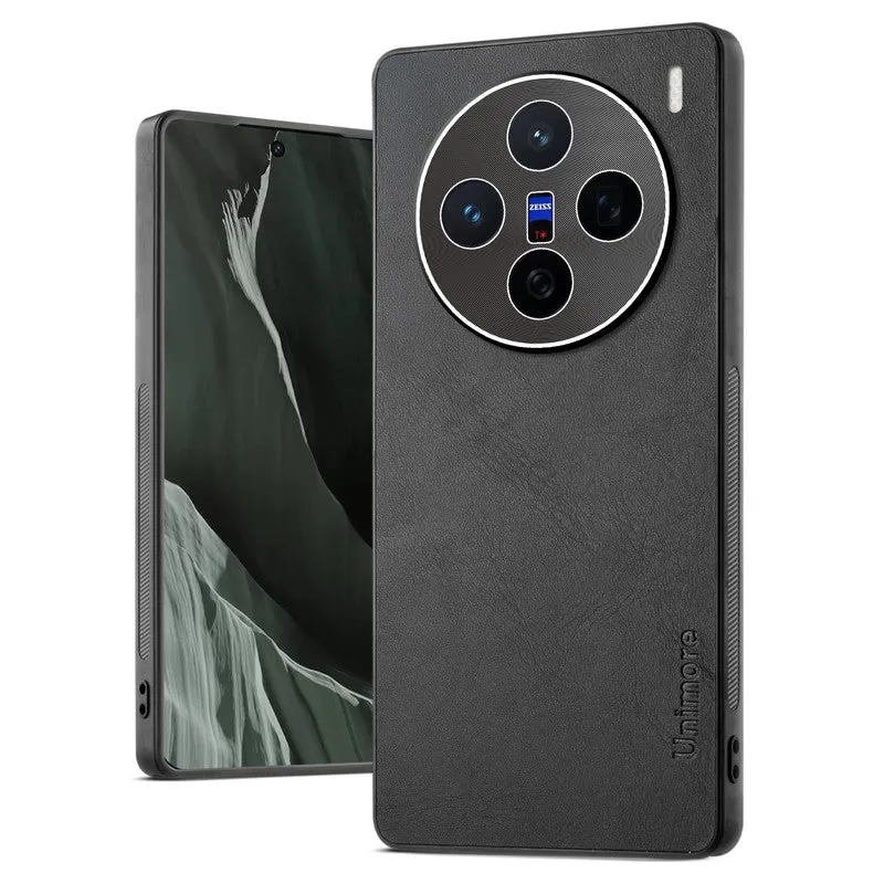 Unimore Leather Hard Case with Shiny Camera Protection For Vivo X200 5G