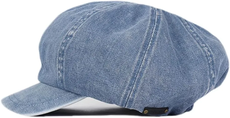 Unisex Japanese Oversized Denim Cotton Newsboy Hats Vintage Unisex Paperboy Painter Beret Cap