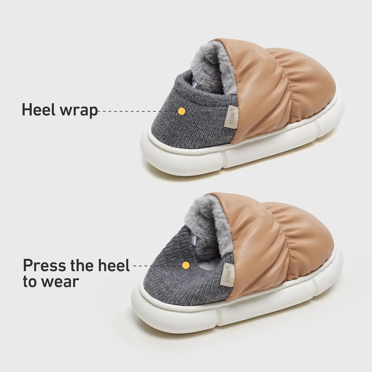 utune Slippers for Women House Slippers for Men Warm Thick Sole Non-Slip Fuzzy Shoes for Indoor and Outdoor