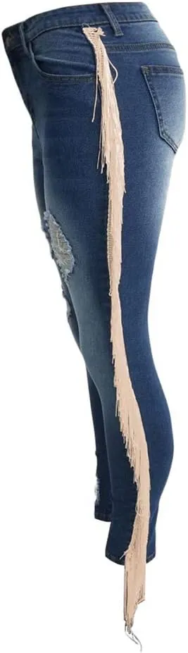 Vakkest Bell Bottom Jeans for Women Flare Jeans High Waist Bootcut Plus Size Ripped Hole Jeans Denim Leggings Pants