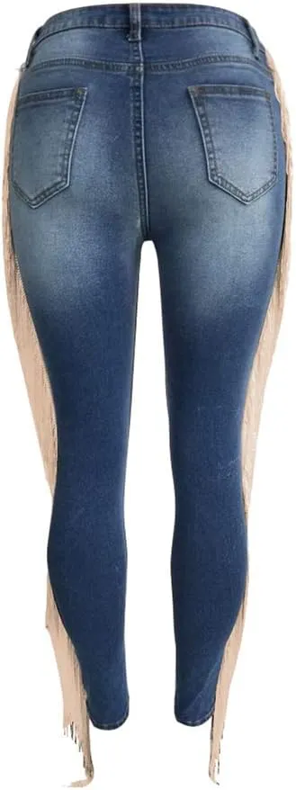 Vakkest Bell Bottom Jeans for Women Flare Jeans High Waist Bootcut Plus Size Ripped Hole Jeans Denim Leggings Pants