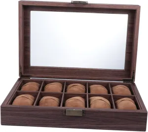 VALICLUD Watch Box Case Organizer Display 10 Slots Watch Holder Wood Grain Pu Leather Fashionable Watch Storage Display