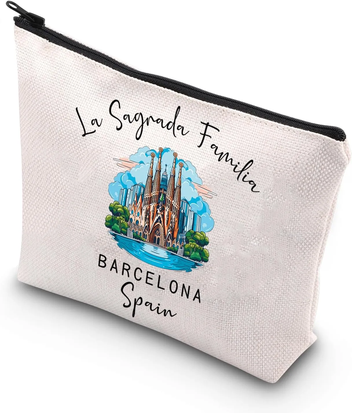 VAMSII Barcelona Spain Vacation La Sagrada Familia Gift Gaudi Sagrada Cosmetic Bag Spain Souvenir Eu Landmarks (Sagrada Familia)