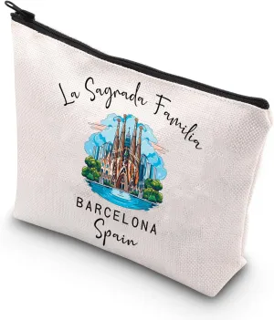 VAMSII Barcelona Spain Vacation La Sagrada Familia Gift Gaudi Sagrada Cosmetic Bag Spain Souvenir Eu Landmarks (Sagrada Familia)