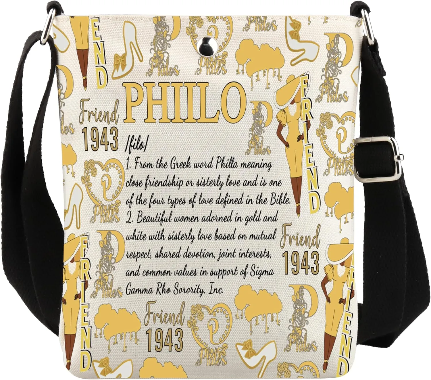 VAMSII Greek Sorority Gift for Women 1943 Sisterhood Makeup Bag Women Member Gift Sorority Sister Gift (USSorority1943Crossbody)
