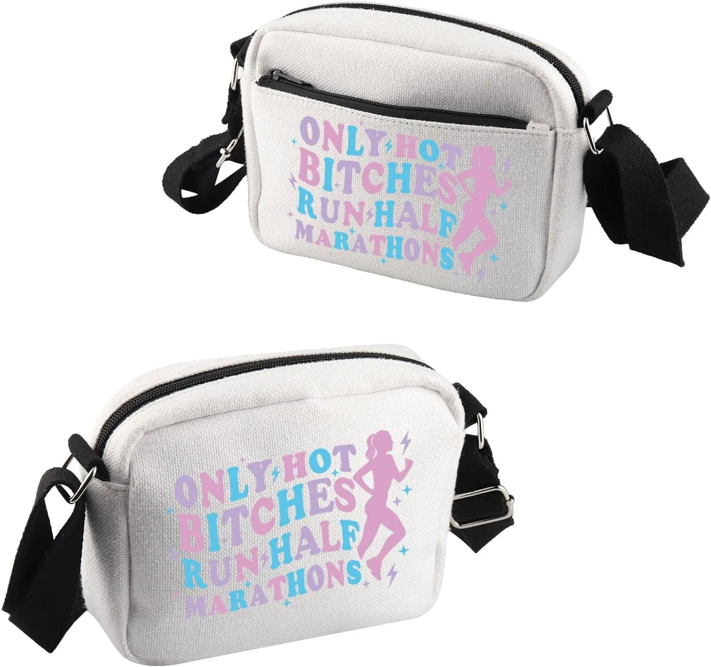 VAMSII Half Marathon Runner Appreciation Gift Only Hot B* Run Half Marathons Makeup Bag Female Runner Cosmetic Bag Half Marathon Lover Gift (Only Hot B* Run Half Marathons B C)