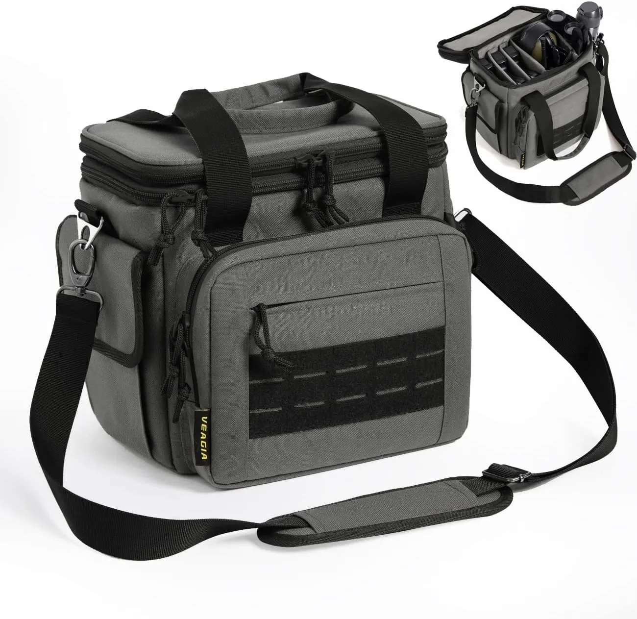 VEAGIA Pistol Range Pack Gun bag Gun case Range bag Gun safe Lockable Double layer explosion proof zipper that Multi pistol soft carrying Bags (Grey 1.0)