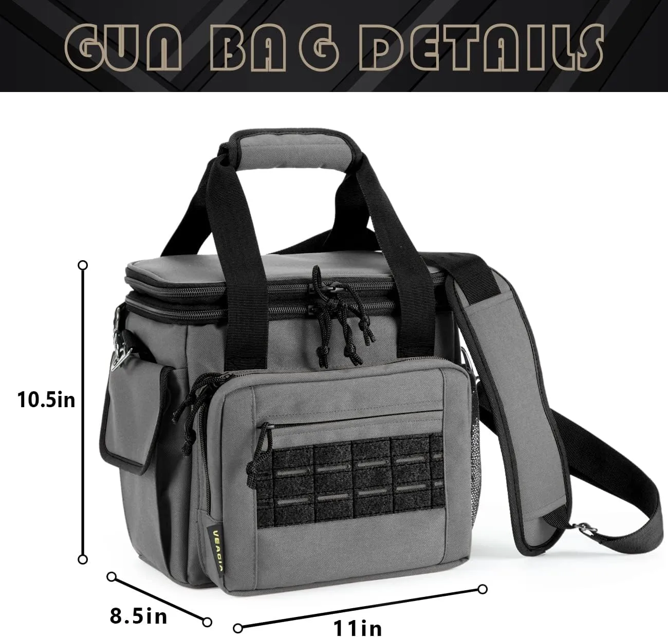 VEAGIA Pistol Range Pack Gun bag Gun case Range bag Gun safe Lockable Double layer explosion proof zipper that Multi pistol soft carrying Bags (Grey 1.0)