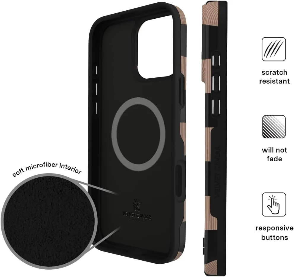 VELVET CAVIAR Checkered Phone Case for iPhone 16 Pro - Compatible with MagSafe [10ft Drop Tested] - Cute Protective Cover for Women - Mocha Brown Black