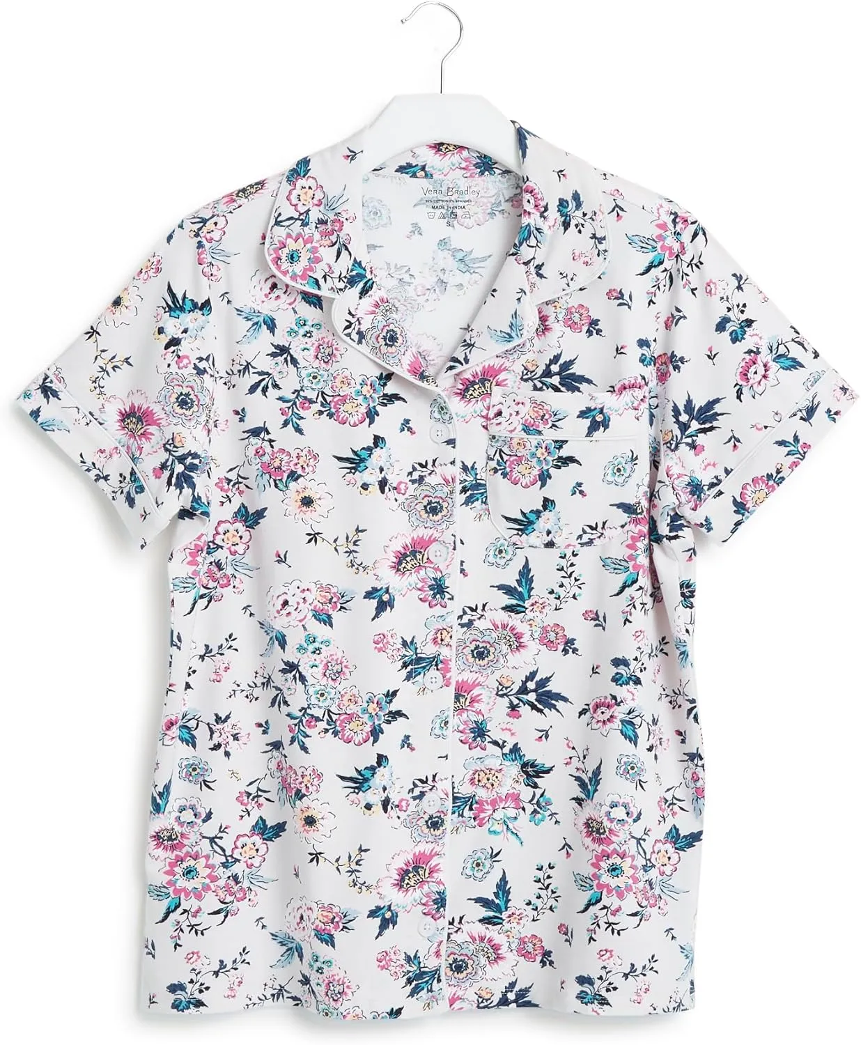Vera Bradley Women's Cotton Pajama Short Sleeve Button-up Shirt