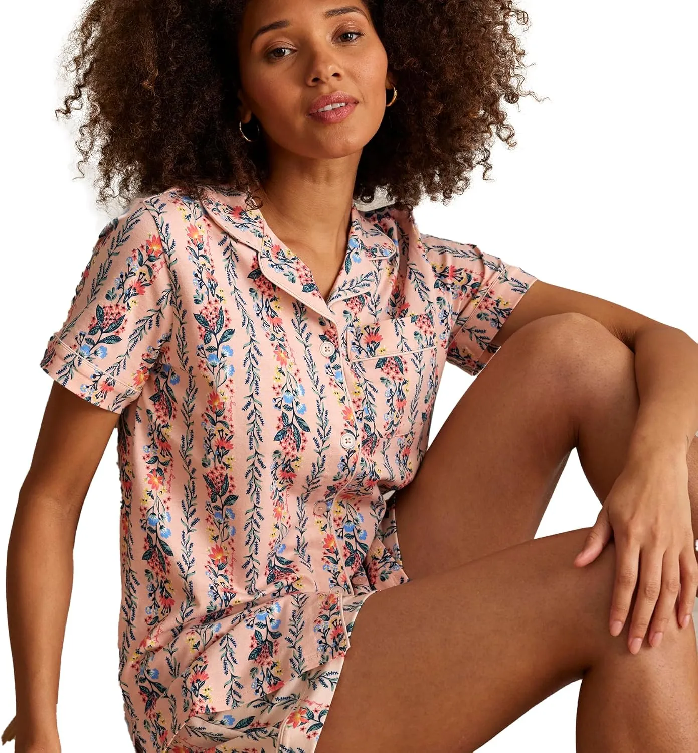 Vera Bradley Women's Cotton Pajama Short Sleeve Button-up Shirt