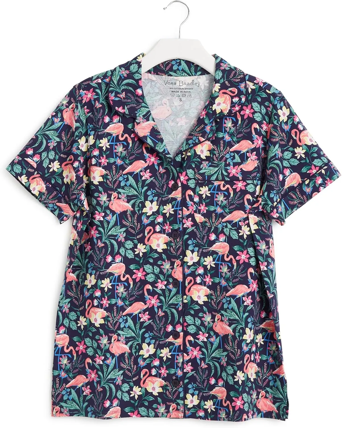 Vera Bradley Women's Cotton Pajama Short Sleeve Button-up Shirt