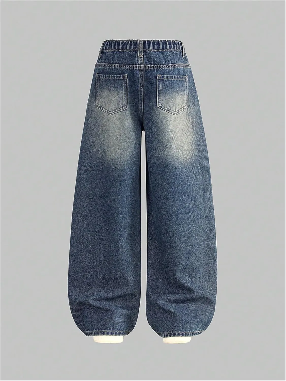 Verdusa Girl's Vintage Wide Leg Baggy Jeans Loose Denim Pants with Pockets