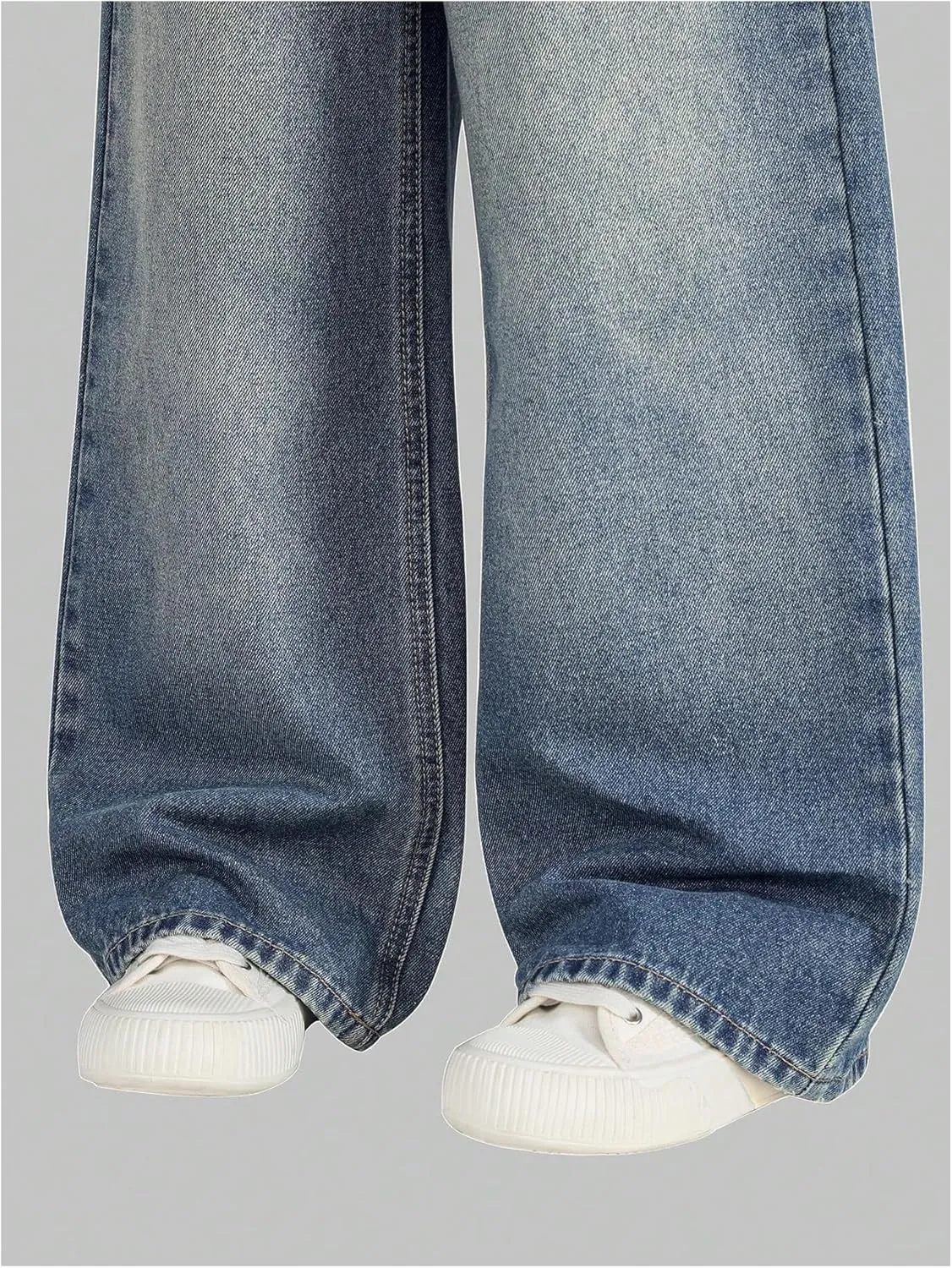 Verdusa Girl's Vintage Wide Leg Baggy Jeans Loose Denim Pants with Pockets