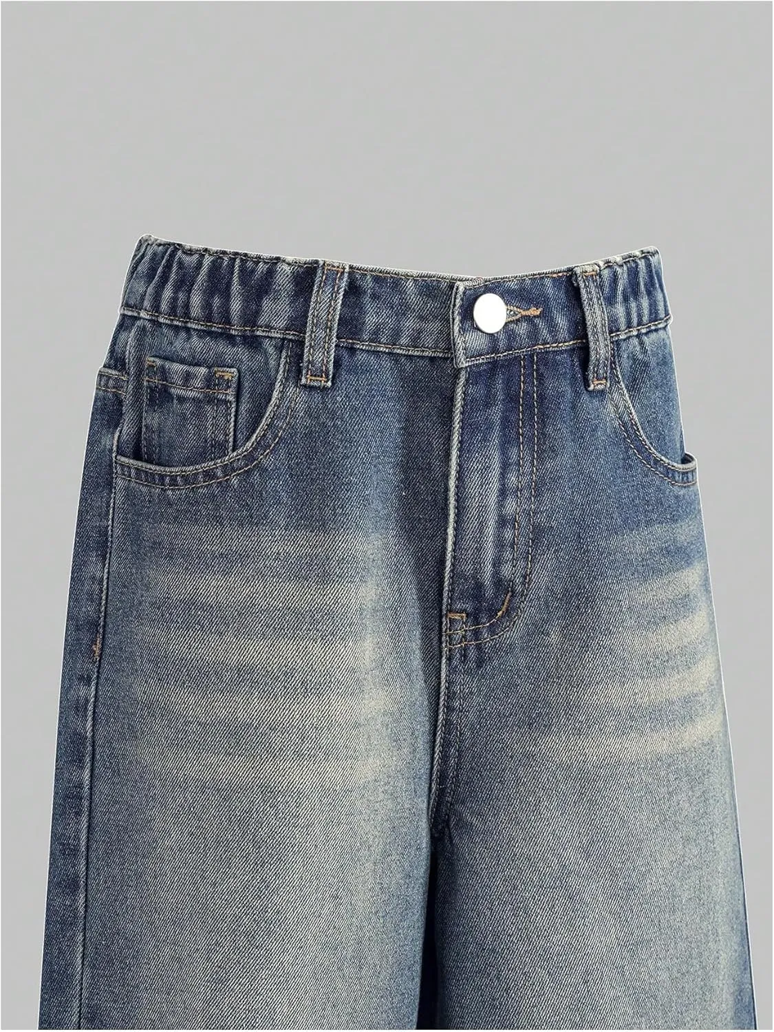 Verdusa Girl's Vintage Wide Leg Baggy Jeans Loose Denim Pants with Pockets