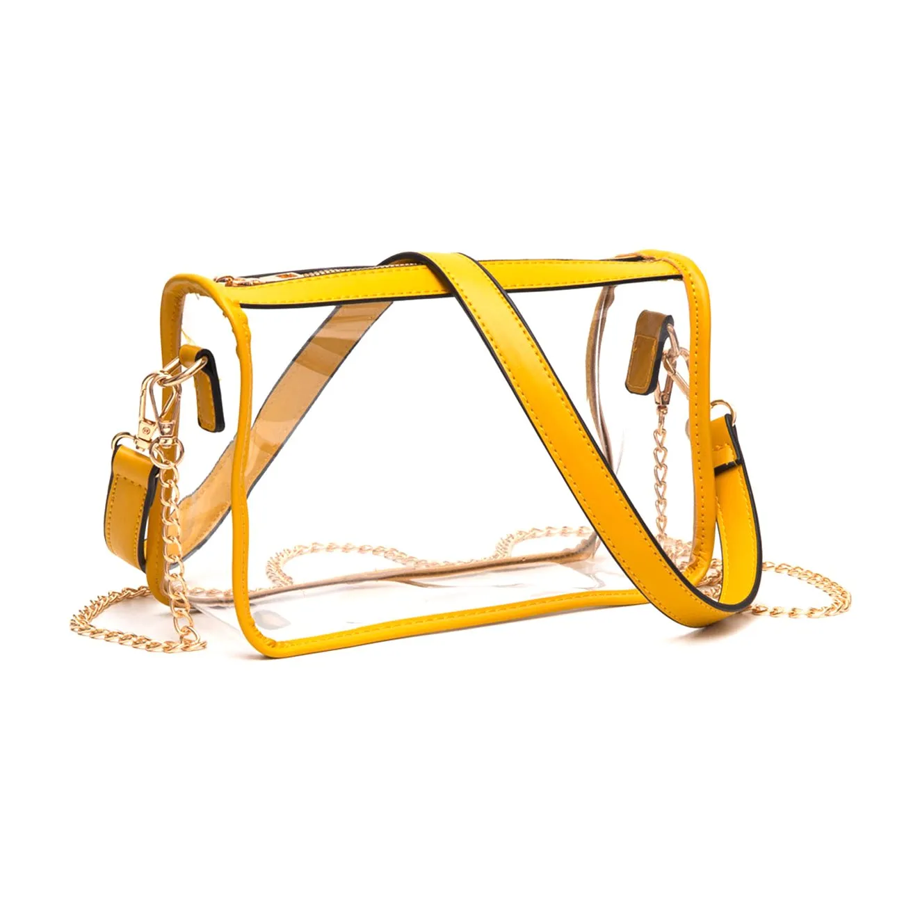 Versatile Transparent Clear Mustard Trim Crossbody Bag (Copy)