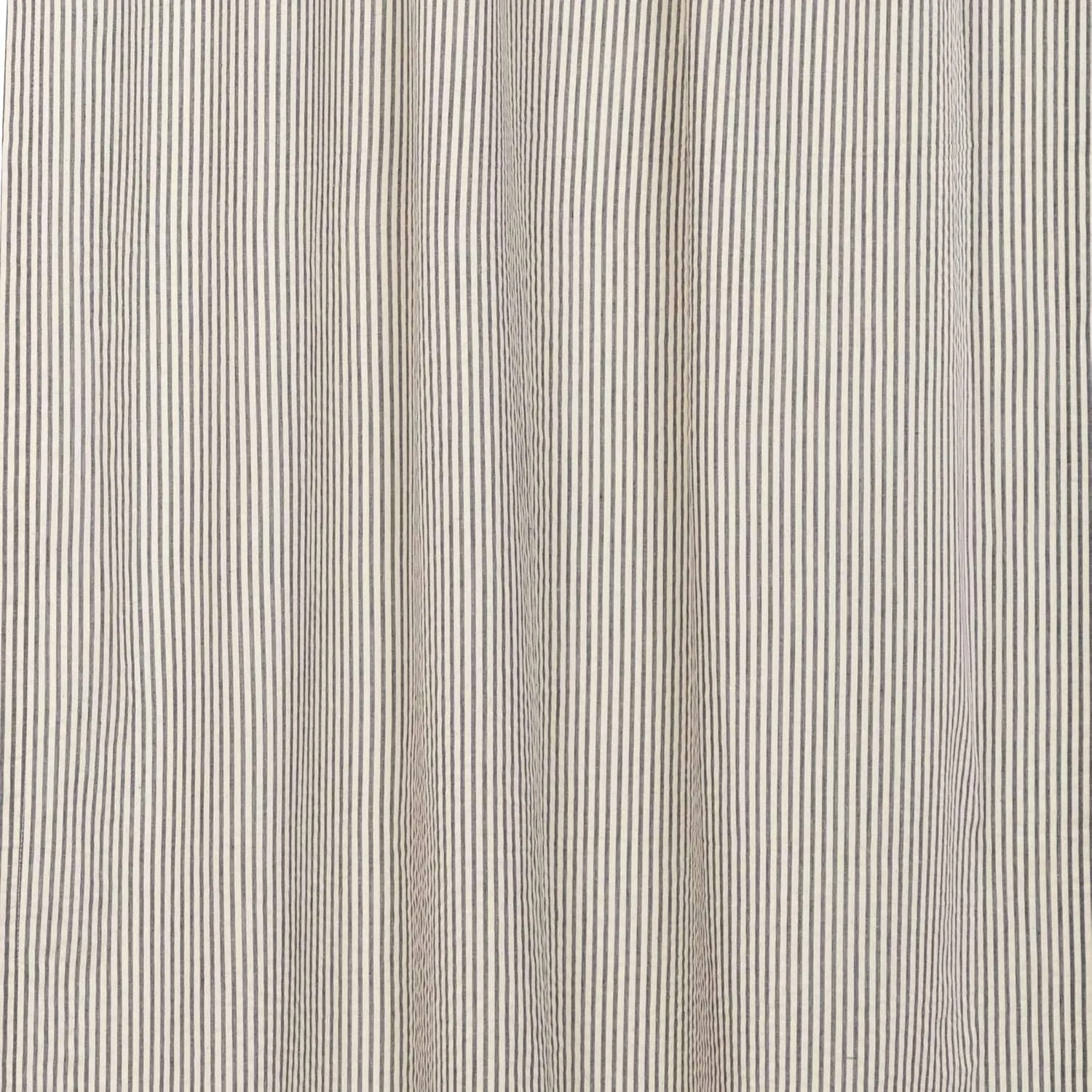 VHC Brands Hatteras Seersucker Ticking Striped Cotton Americana Kitchen Curtains Rod Pocket Hanging Loops 16x60 Valance, Denim Blue
