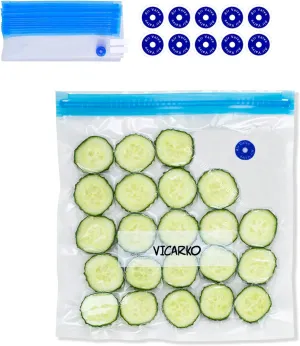 VICARKO 30 Vacuum Zipper Bags, Vacuum Sealer Bags, Food Storage, Reusable Bags, with Double Layers, BPA Free, 4.3L, 13.5 x 10.5"