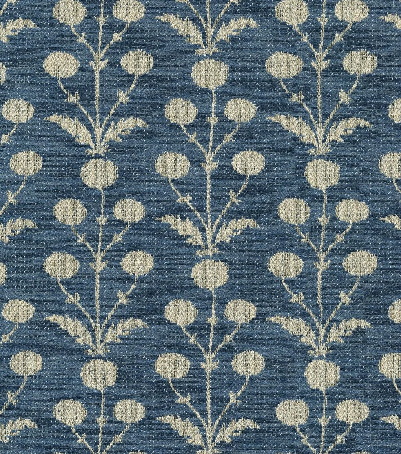 VILLA D'ASCOLI Floral Woven Polyester Blend Fabric, Indigo
