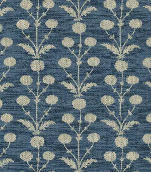 VILLA D'ASCOLI Floral Woven Polyester Blend Fabric, Indigo