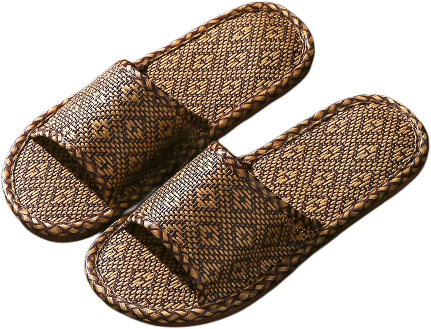 Vine Grass Woven Slippers In Summer, Linen Slippers For Indoor Living, Anti Slip Grass Mat Bamboo Sandals Women Men