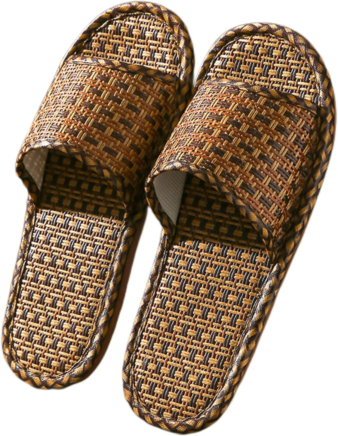 Vine Grass Woven Slippers In Summer, Linen Slippers For Indoor Living, Anti Slip Grass Mat Bamboo Sandals Women Men
