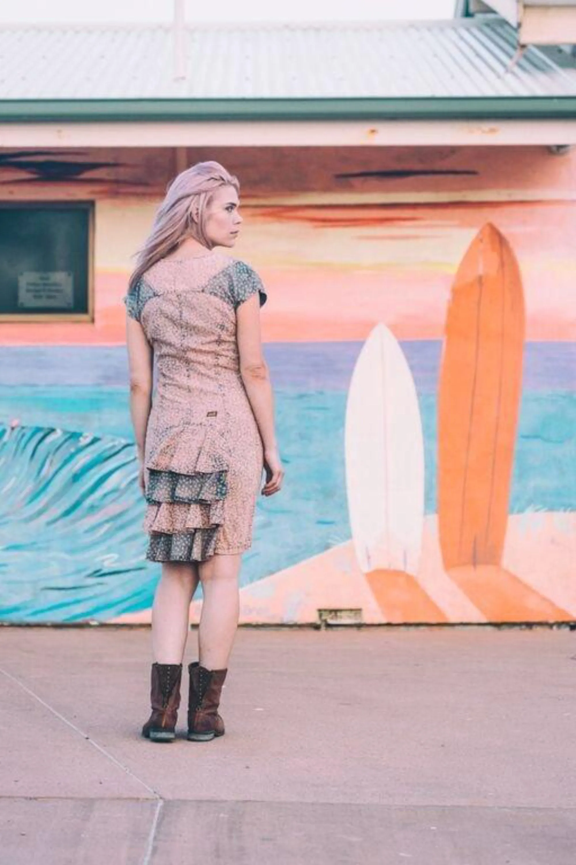 Vintage 1980s Leopard Print Denim Dress