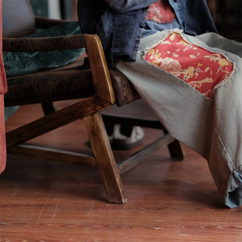Vintage Bloom Denim Pantolon