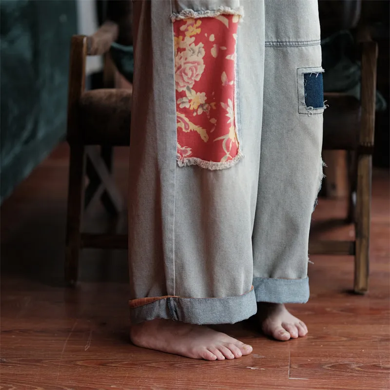 Vintage Bloom Denim Pantolon