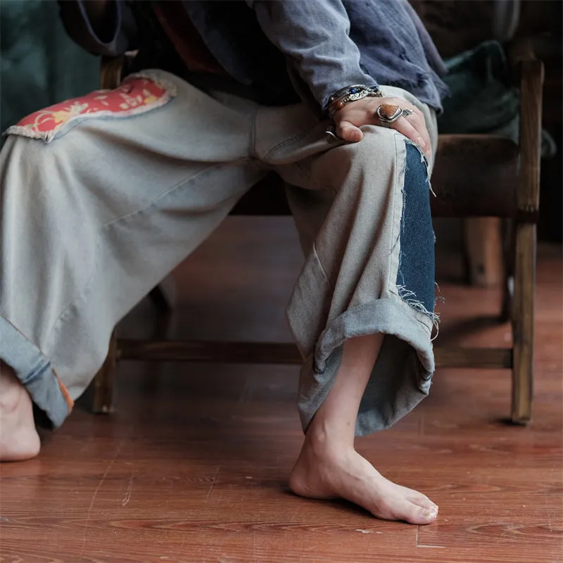Vintage Bloom Denim Pantolon