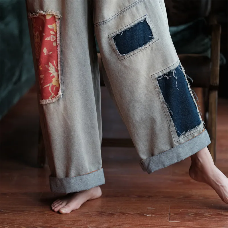 Vintage Bloom Denim Pantolon