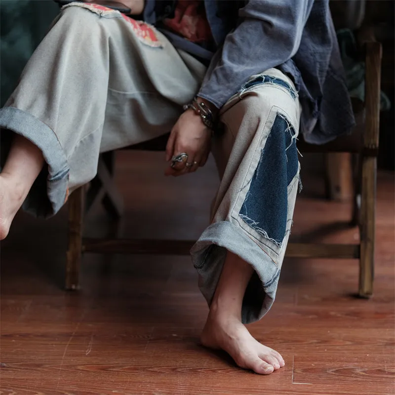 Vintage Bloom Denim Pantolon