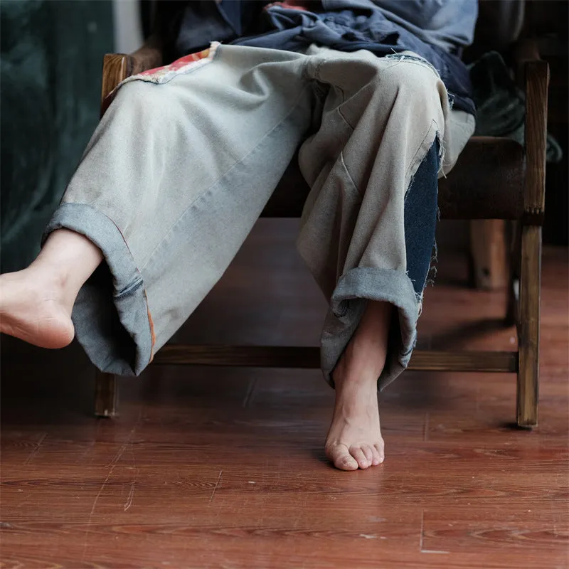 Vintage Bloom Denim Pantolon