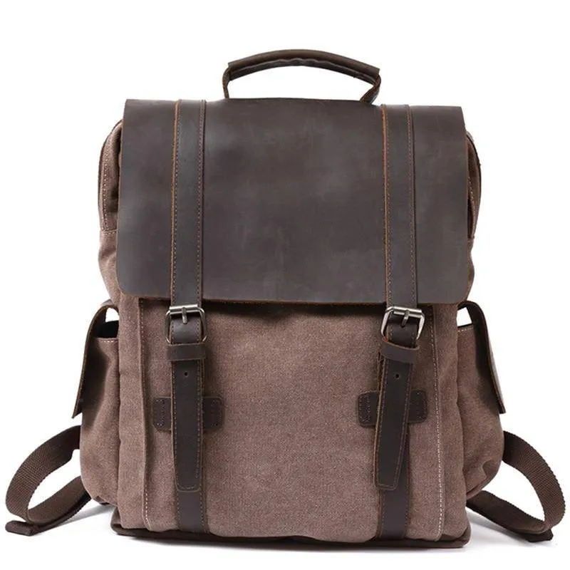 Vintage Canvas Leather School 20 Liter Backpack