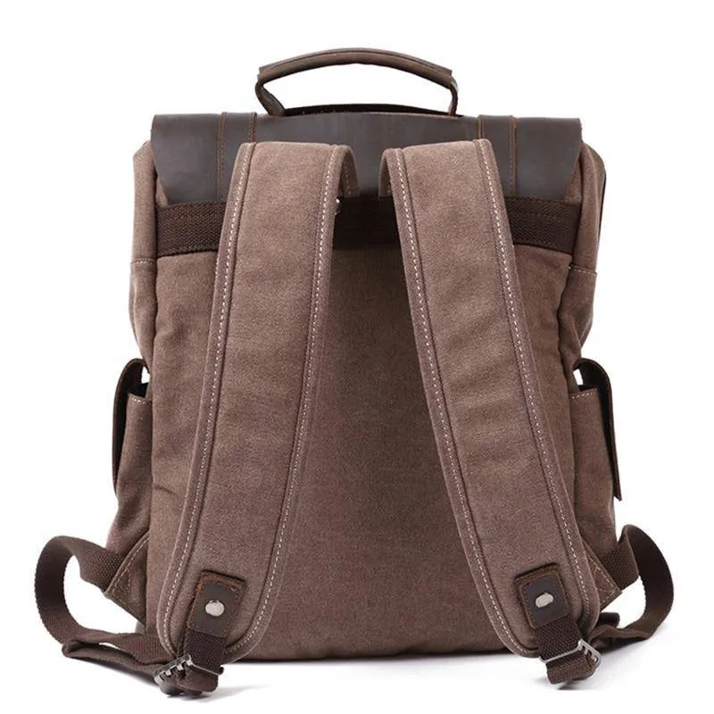 Vintage Canvas Leather School 20 Liter Backpack