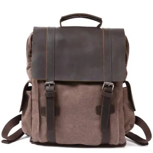 Vintage Canvas Leather School 20 Liter Backpack
