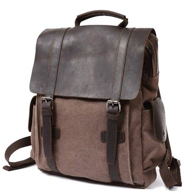 Vintage Canvas Leather School 20 Liter Backpack