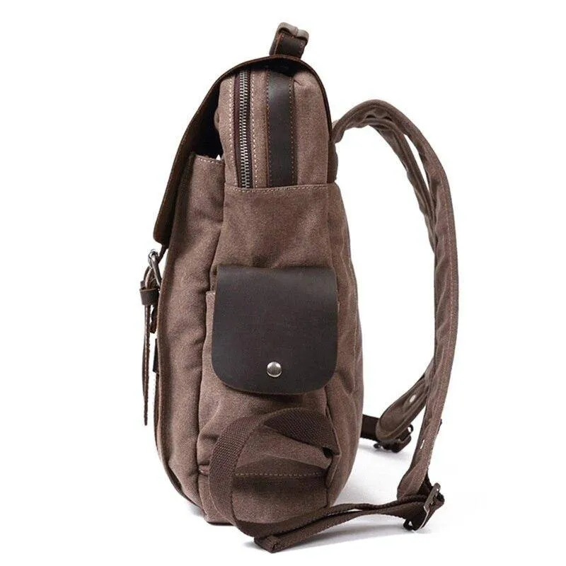 Vintage Canvas Leather School 20 Liter Backpack
