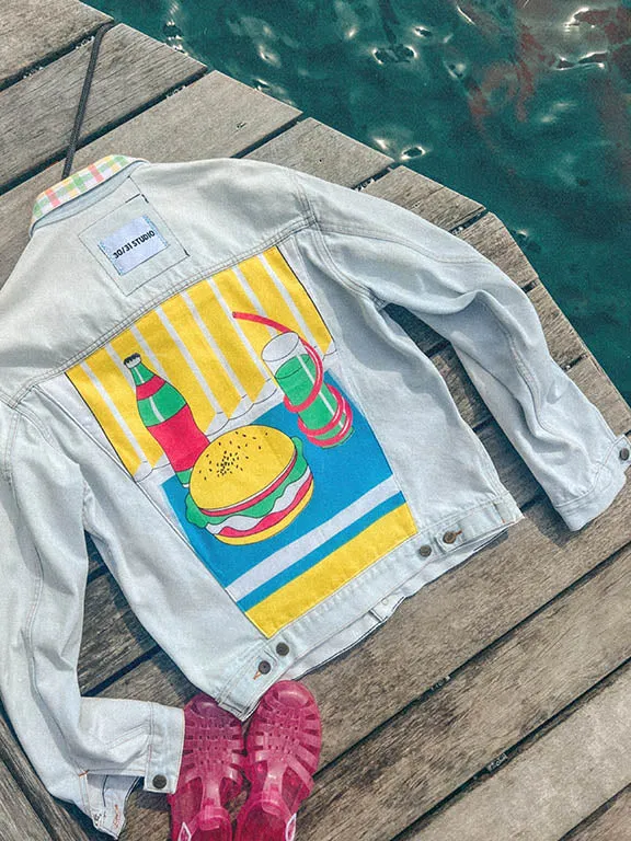 vintage denim jacket reworked diner