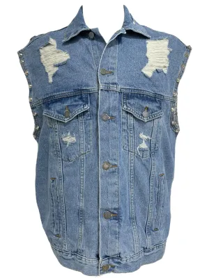 Vintage Denim Studded Vest (L)
